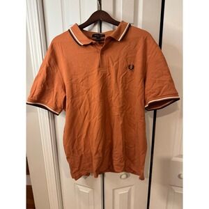 Fred Perry Twin Tipped Court Clay Polo Shirt Orange Mens XXL BCI Cotton